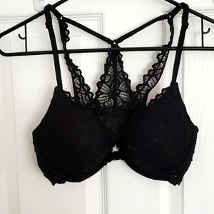 pink front clasp bra